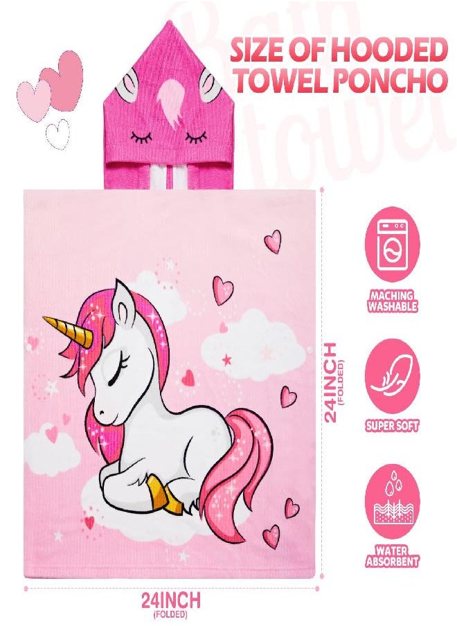 Chumia 3 Pack Kids Hooded Towel Baby Beach Bath Towel for Girls Boys Thicker Toddler Swim Towels Ponchos with Hood Cotton Pool Bath Towels Poncho (Mermaid, Unicorn,47 x 24 Inch)  - Image 1