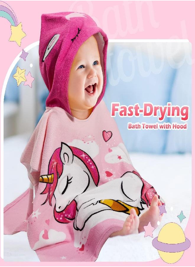 Chumia 3 Pack Kids Hooded Towel Baby Beach Bath Towel for Girls Boys Thicker Toddler Swim Towels Ponchos with Hood Cotton Pool Bath Towels Poncho (Mermaid, Unicorn,47 x 24 Inch)  - Image 3