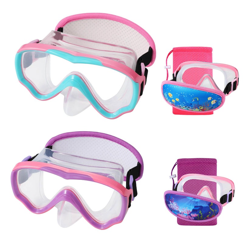 RUIGAO 2PK Goggles Kids 6-14, Diving Mask Neoprene Padded Strapï¼ŒWater Goggles Do not Pull Hair - Image 1