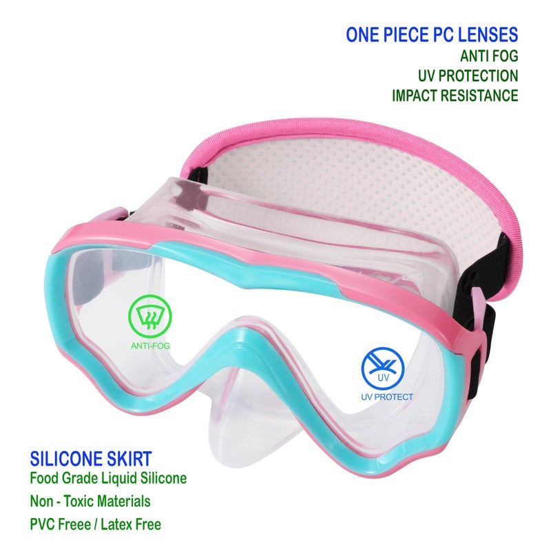 RUIGAO 2PK Goggles Kids 6-14, Diving Mask Neoprene Padded Strapï¼ŒWater Goggles Do not Pull Hair - Image 3