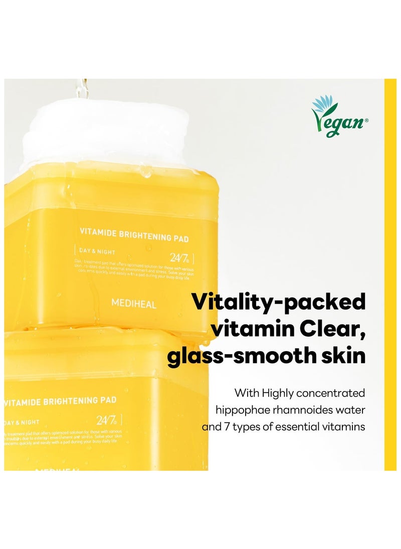 ميدي هيل - The Arabic translation for "Mediheal Korean Vitamide Brightening Pad 100 Pads" would be:  **وسادة فيتامينيد المشرقة الكورية من ميدي هيل 100 وسادة** - Image 1