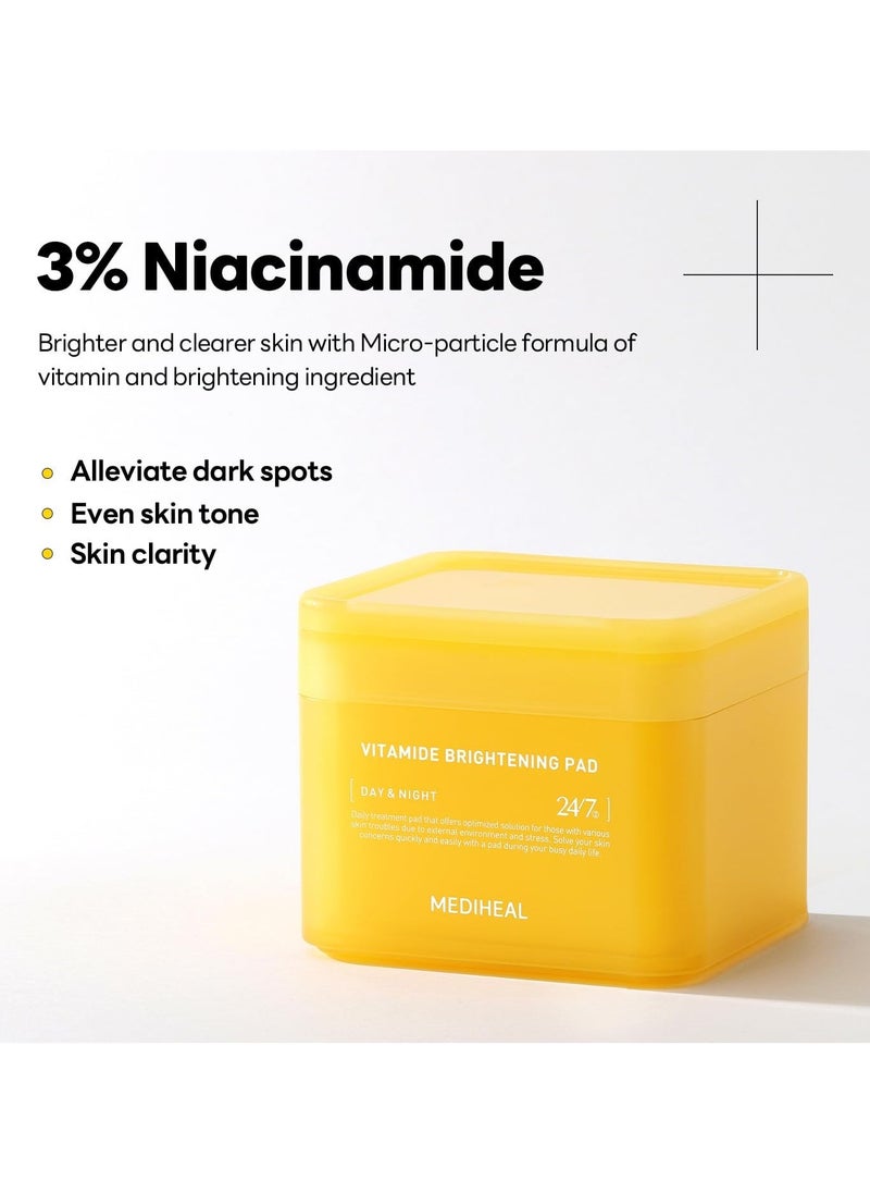 ميدي هيل - The Arabic translation for "Mediheal Korean Vitamide Brightening Pad 100 Pads" would be:  **وسادة فيتامينيد المشرقة الكورية من ميدي هيل 100 وسادة** - Image 1