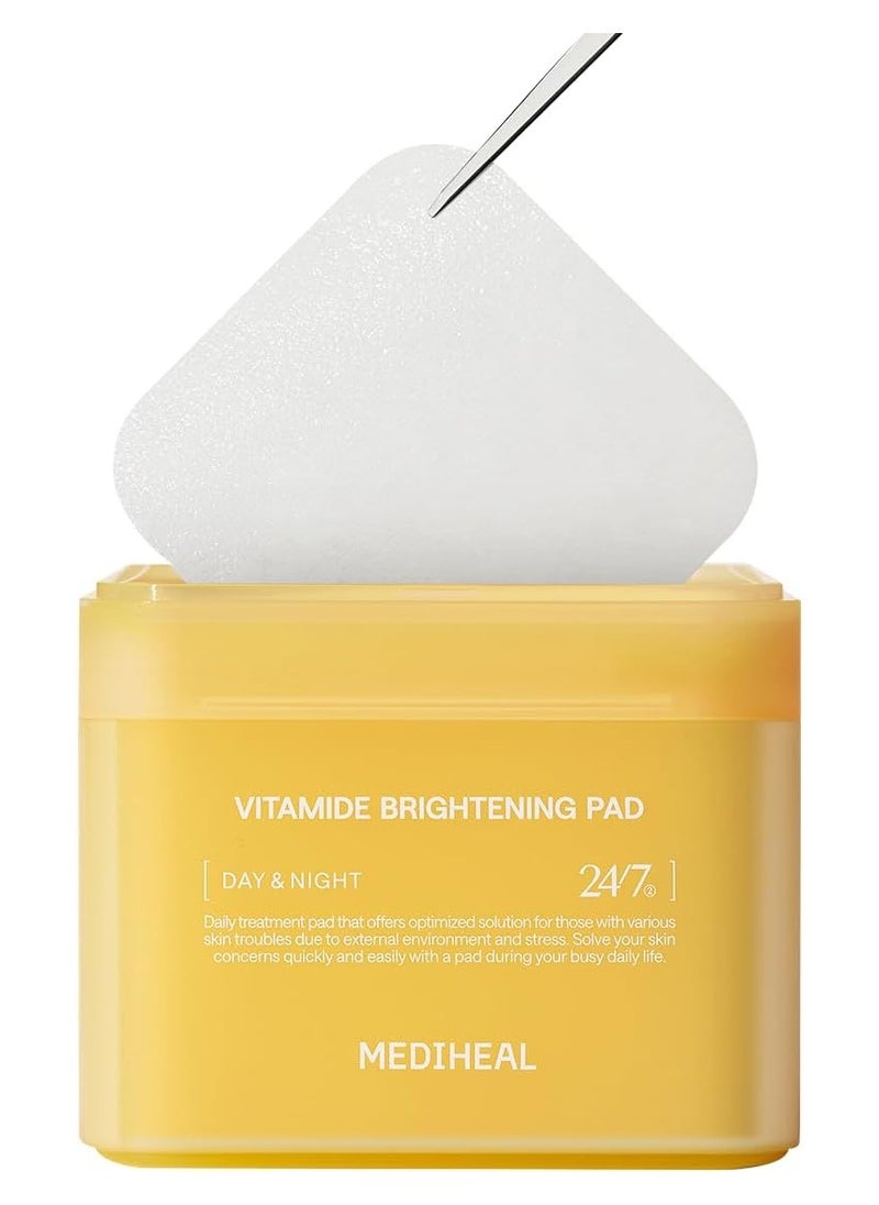 ميدي هيل - The Arabic translation for "Mediheal Korean Vitamide Brightening Pad 100 Pads" would be:  **وسادة فيتامينيد المشرقة الكورية من ميدي هيل 100 وسادة** - Image 1