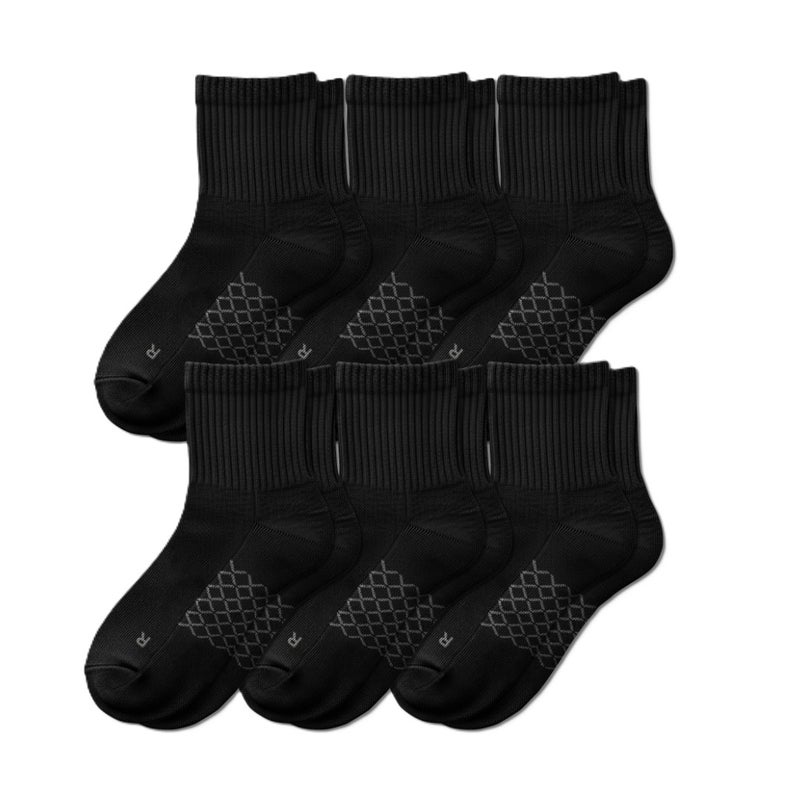 Elementa Crew Socks 6 Pairs – Black Cotton Blend Socks with Arch Support, Seamless Toe Design & Breathable Odor Control for Everyday Comfort - Image 1