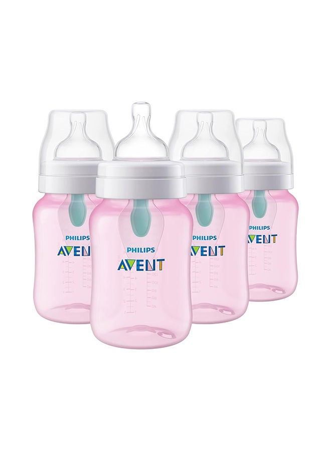فيليبس زجاجات رضاعة أفنت مضادة للمغص بفتحة تهوية خالية من الهواء، 260 مل، وردي، عبوة من 4 قطع - Image 1