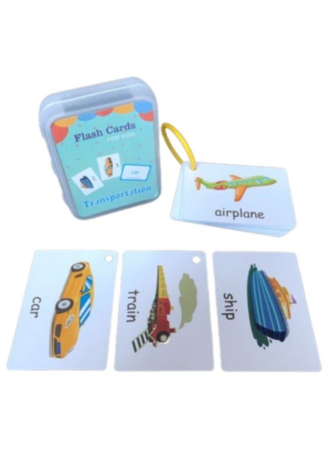 Children Learning Cards: Educational Flash Cards Pocket Card Preschool Teaching Cards for kids, 30 Cards, Transportation - Image 1