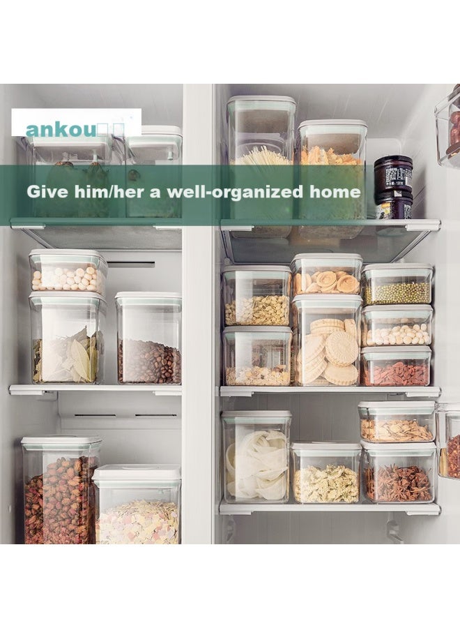 Ankou Food-grade Storage Containers, Airtight Jars For Grains, Moisture-proof And Fresh-keeping Sealed Boxes, 8-piece Set, Square Shape - Image 4