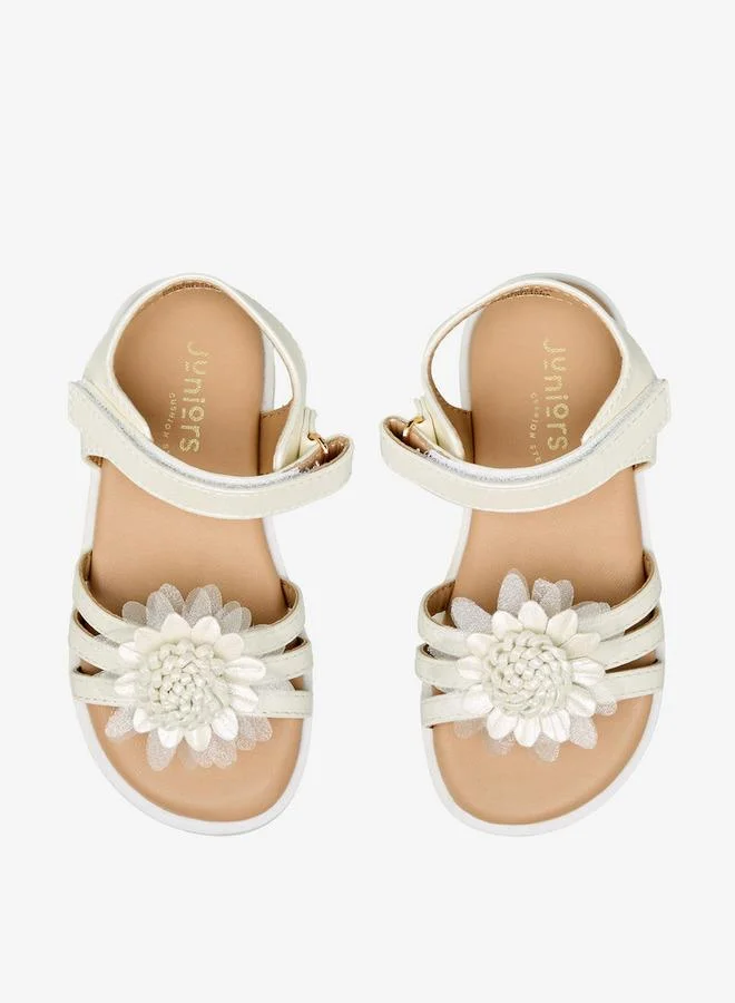 JUNIORS Girls Floral Embellished Hook & Loop Sandals