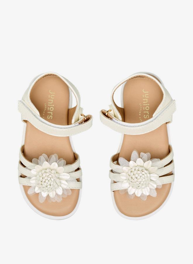 JUNIORS Girls Floral Embellished Hook & Loop Sandals - Image 1