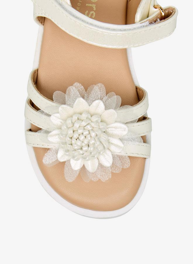 JUNIORS Girls Floral Embellished Hook & Loop Sandals - Image 3