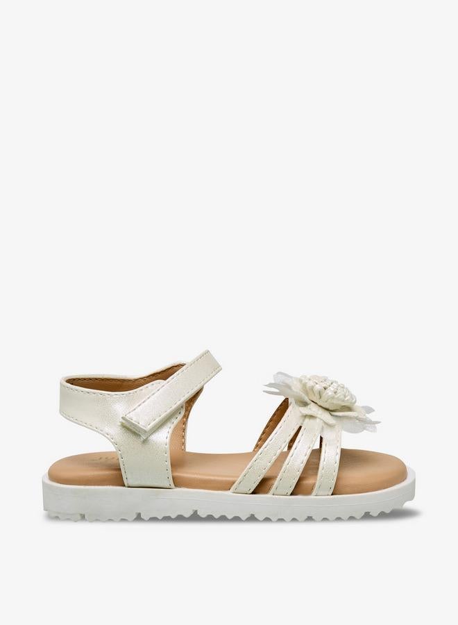 JUNIORS Girls Floral Embellished Hook & Loop Sandals - Image 2