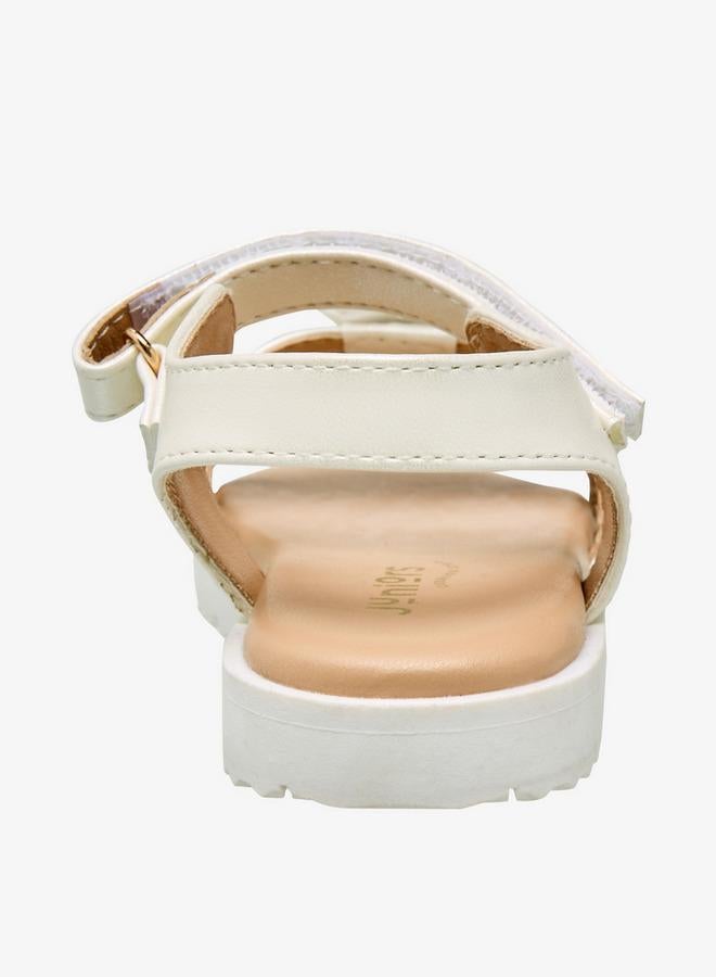 JUNIORS Girls Floral Embellished Hook & Loop Sandals - Image 4