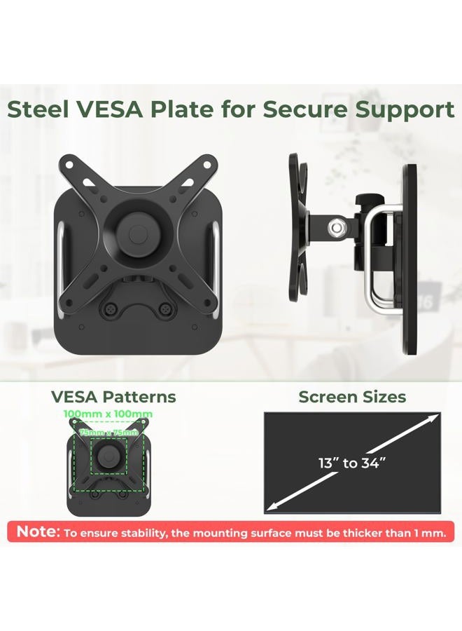 Motiexic Magnetic Monitor Wall Mount for Steel Surfaces, Fits 13 to 34 Inch Screens, Holds up to 22 lbs, VESA 75/100 Compatible Wall Mount for Computer and TV Monitor, No-Drill Installation with All Screws - Image 2