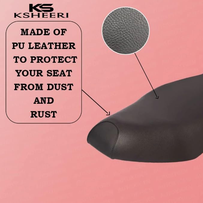 KSHEERI Rizta EV Scooty Seat Cover Protect from Rust and Dust PU Leather Waterproof Durable Seat Cover for Your Scooter (Black) - Image 4
