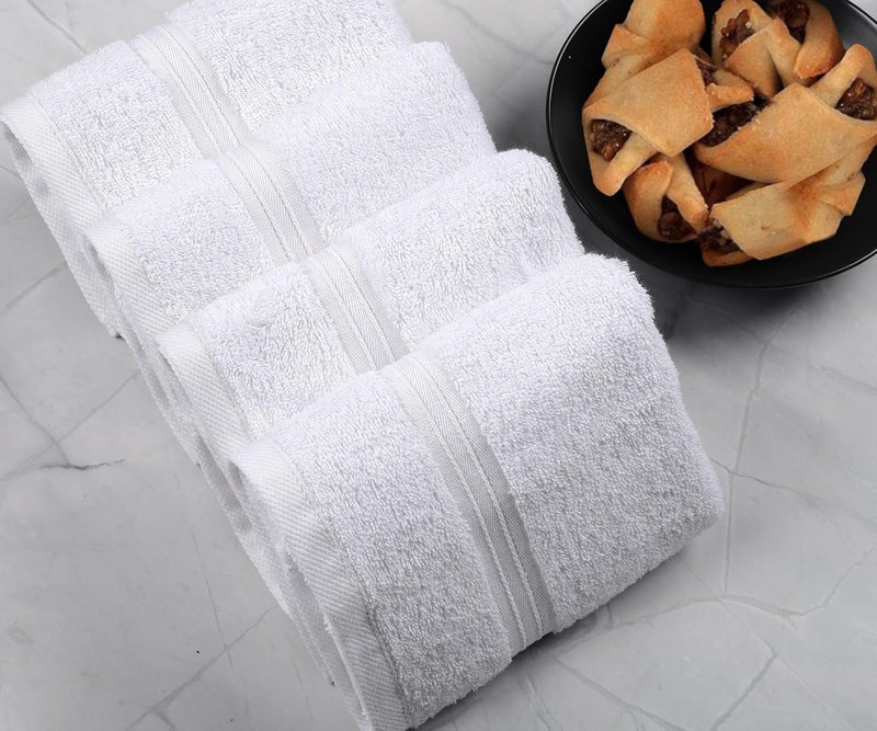 بليس كاسا مجموعة مناشف الحمام Bliss Casa (4 قطع، 70 × 140 سم) - 600 GSM قطن ممشط 100% سريع الجفاف عالي الامتصاص مناشف حمام سميكة - ناعمة بجودة الفنادق للحمام والسبا (أبيض، مجموعة مناشف يد 4 قطع) - Image 5