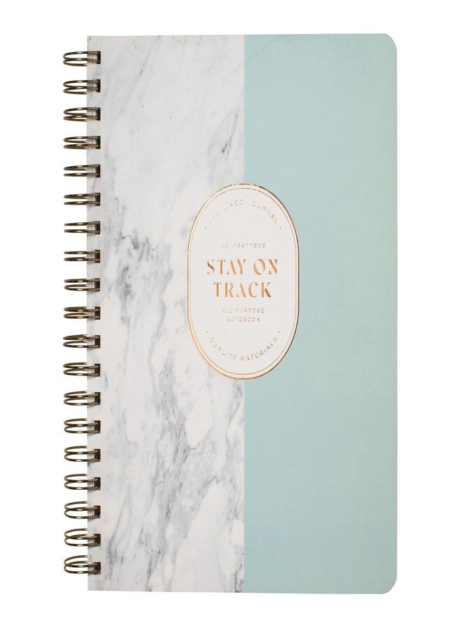 Fringe Studio Spiral Notebook Journal, Stay On Track Marble Mint, Paperback Cover, Front Storage Pocket, Narrow Ruled, 7.8" W X 9.75" H, 192 Pages (977570) - Image 1
