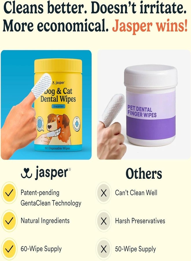 Jasper Dog Dental Wipes, Vet-Recommended Natural Cat & Dog Teeth Cleaning Wipes Dog Teeth Cleaner, Disposable Wipes Fresh Breath PlaqLift Technology Attacks Plaque and Buildup, Unscented, 60 Count - Image 5
