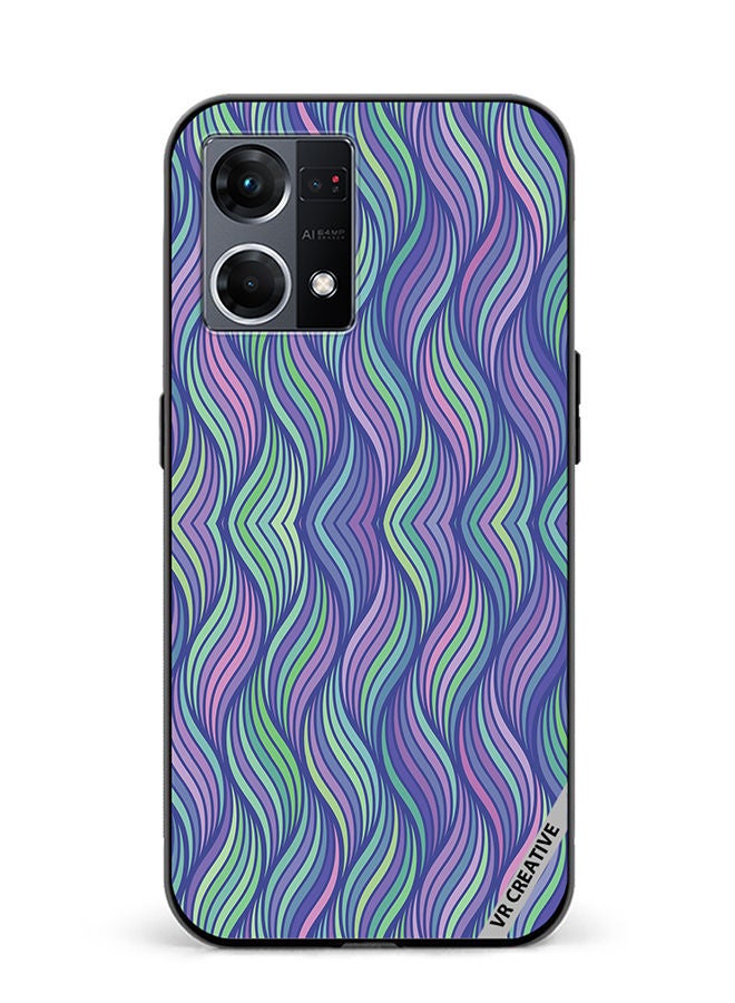 VR CREATIVE Protective Case Cover For Oppo Reno8 4G Strips Design Multicolour - Image 1