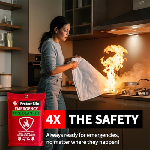 Protect Life Saving Emergency Fire Blankets 2 Pack 40x40 Fiberglass Fire Blanket for Home Kitchen Fire Suppression or Retardant Tarp Fire Safety Kit for Car or Camping - Image 3