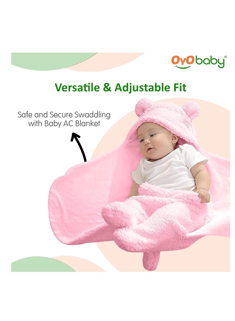 OYO BABY Newborn Hooded Baby Blanket with Embroidery Wearable Wrapper Sleeping Bag (0-6 Months, Pink, I Love DAD) - Image 4