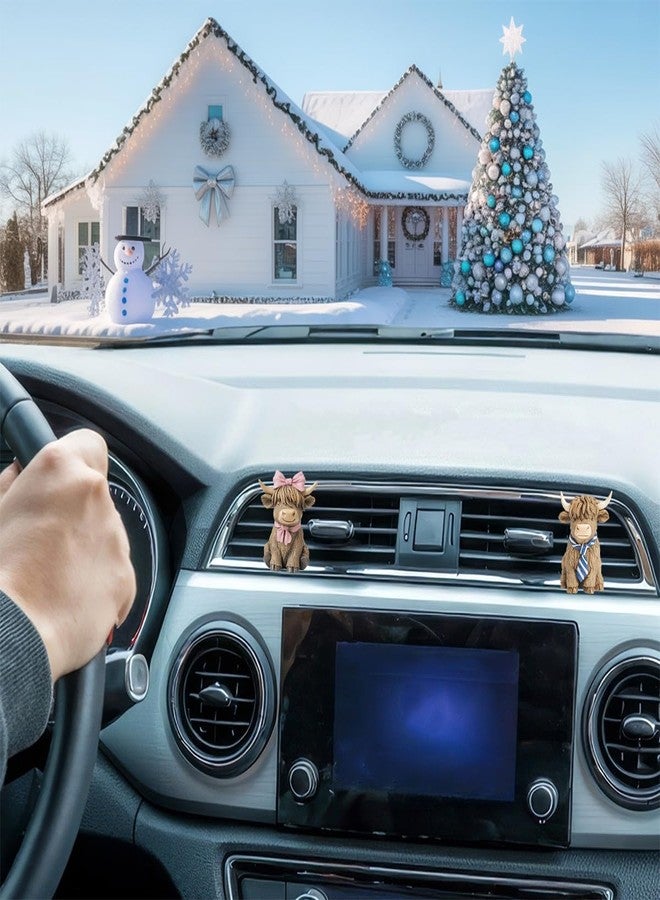 GENANY 3D 2pcs Resin Highland Cow Car Air Freshener Vent Clips, Farmhouse Car Fresheners, Farm Air Freshener Car, Cute Gifts for Women and Men, Highland Cattle Car Decorations - Image 3