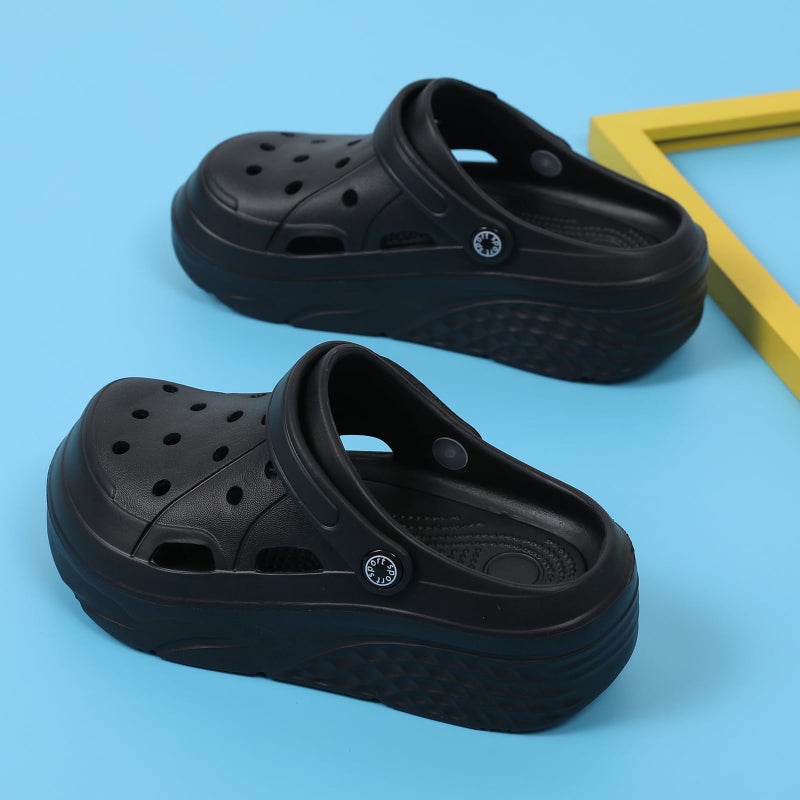 SECHRITE Womens Platform Clogs Garden Shoes with Strap Waterproof Slip On Slides Beach Pool Sandals Summer Mules Home Slippers Water Shoes Black 36 - Image 4