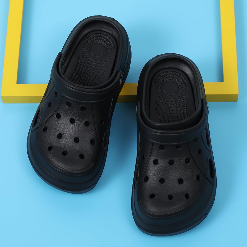 SECHRITE Womens Platform Clogs Garden Shoes with Strap Waterproof Slip On Slides Beach Pool Sandals Summer Mules Home Slippers Water Shoes Black 36 - Image 2