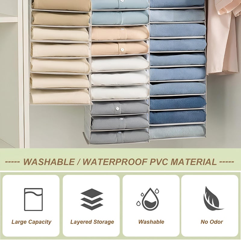 Clothing Shelf - Sturdy, Foldable Mesh Fabric Wardrobe Organizer with PVC Dividers, Trousers Rack, and Drawer Storage for a Neat Closet Setup (5 turns) - Image 4
