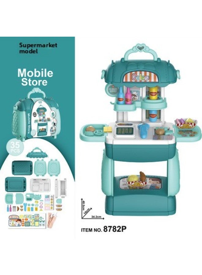 Baby Children Play House Doctor Kitchen Tableware Dressing And Hairdressing Supermarket Shoulder Crossbody Bag Deformation Toys-Color:Boba Messenger Bag, Supermarket Style  - Image 1