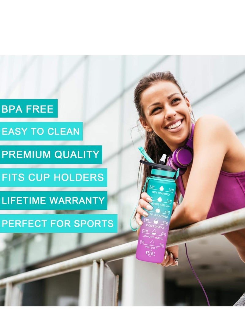 WAOKN 1000Ml Sports Water Bottle With Straw Time Marker Outdoor Camping Cup Student Drinking Water Cup Leakproof Portable Cups  - Image 3
