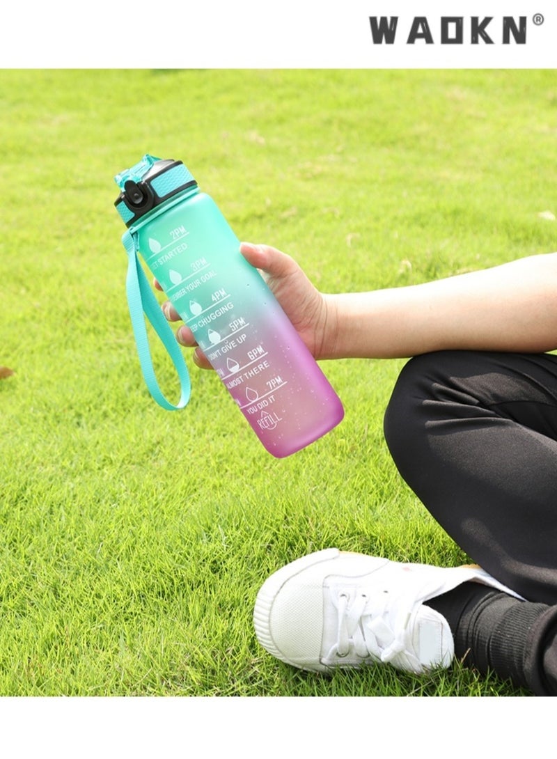 WAOKN 1000Ml Sports Water Bottle With Straw Time Marker Outdoor Camping Cup Student Drinking Water Cup Leakproof Portable Cups  - Image 2
