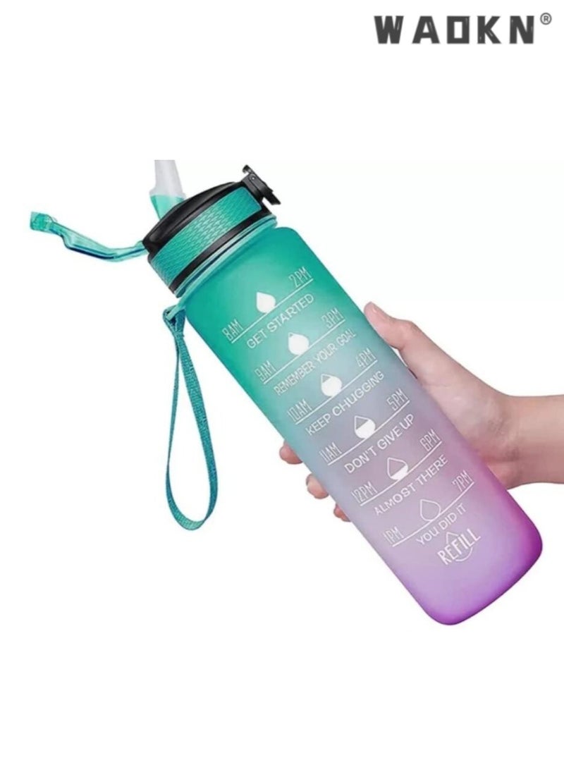 WAOKN 1000Ml Sports Water Bottle With Straw Time Marker Outdoor Camping Cup Student Drinking Water Cup Leakproof Portable Cups  - Image 5
