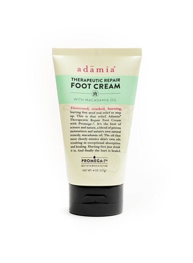 Adamia Therapeutic Repair Foot Cream with Macadamia Nut Oil and Promega-7, 4 Ounce Tube - Fragrance Free, Paraben Free, Non GMO - Image 1