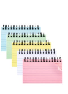 5-Color Spiral Bound Index Cards, 5x3 Inches Ruled Flash Cards for Office Meetings, School Study, Memory Aids, and Note-Taking - Lined Revision Note Paper with Rings.