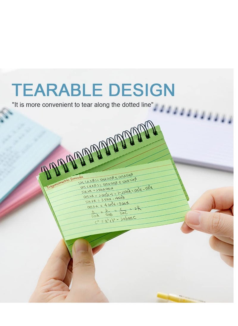 Generic - 5-Color Spiral Bound Index Cards, 5x3 Inches Ruled Flash Cards for Office Meetings, School Study, Memory Aids, and Note-Taking - Lined Revision Note Paper with Rings. - Image 1