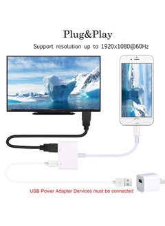 DUSALA Lightning to HDMI Adapter with Lightning Digital AV Adapter 1080P, Lightning Charging Port White for Select iPhone iPad and iPod Models and HDTV Monitor...  - Image 3