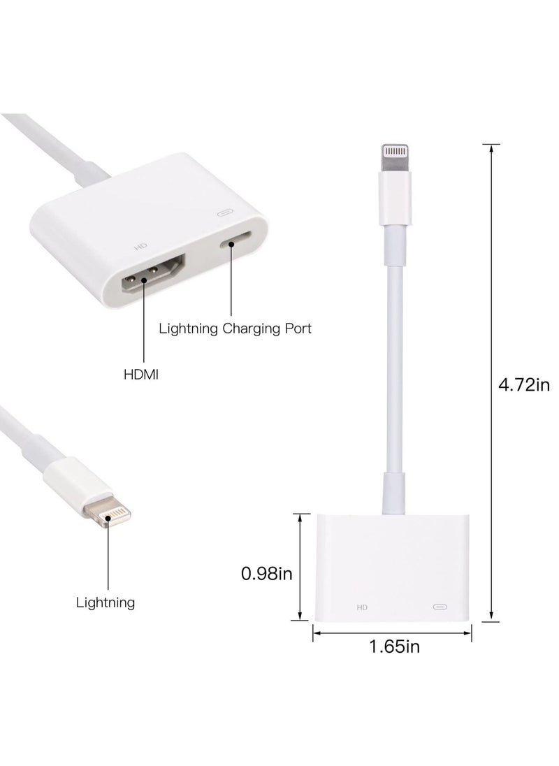 DUSALA - Lightning to HDMI Adapter with Lightning Digital AV Adapter 1080P, Lightning Charging Port White for Select iPhone iPad and iPod Models and HDTV Monitor... - Image 1
