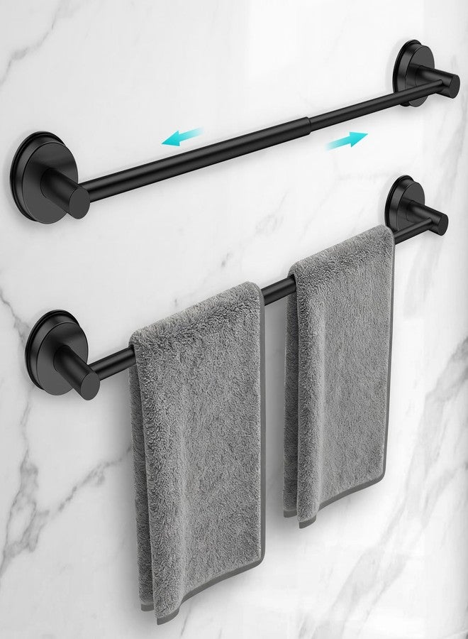 WingWider Adjustable Suction Cup Towel Bar for Bathroom Wall,14.6Inch~24 Inch Towel Racks for Bathroom,Stainless Steel Bath Towel Holder for Shower,2 Pack(Matte Black) - Image 1