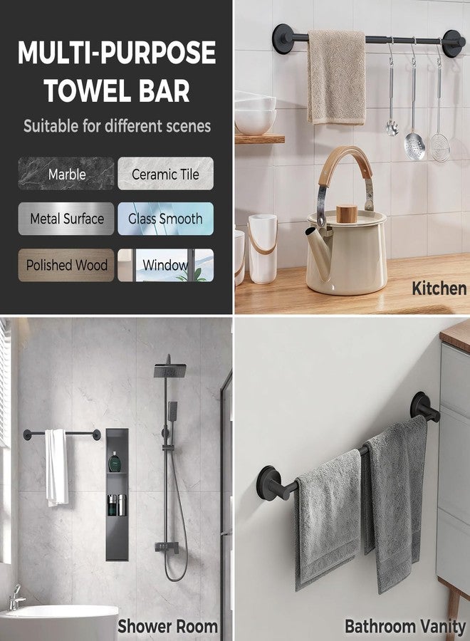 WingWider Adjustable Suction Cup Towel Bar for Bathroom Wall,14.6Inch~24 Inch Towel Racks for Bathroom,Stainless Steel Bath Towel Holder for Shower,2 Pack(Matte Black) - Image 5