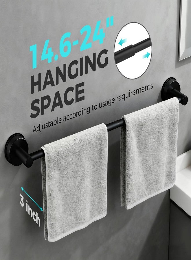 WingWider Adjustable Suction Cup Towel Bar for Bathroom Wall,14.6Inch~24 Inch Towel Racks for Bathroom,Stainless Steel Bath Towel Holder for Shower,2 Pack(Matte Black) - Image 2