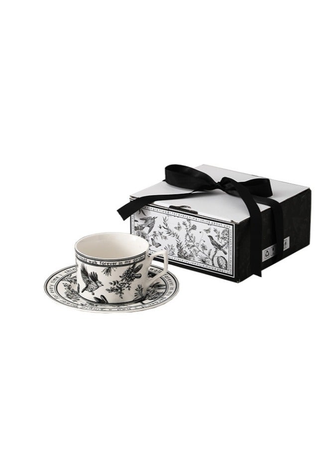 OASIS-TH Ceramic Coffee Cup and Saucer Set, Vintage Floral Design Porcelain Coffee Cup and Saucer with Gift Box, Hand Crafted Flower Shaped Coffee Cup for Home Office,250 ML Capacity  - Image 1