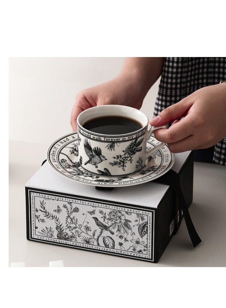 OASIS-TH Ceramic Coffee Cup and Saucer Set, Vintage Floral Design Porcelain Coffee Cup and Saucer with Gift Box, Hand Crafted Flower Shaped Coffee Cup for Home Office,250 ML Capacity  - Image 3