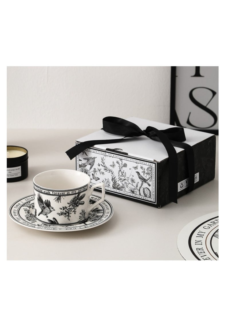 OASIS-TH Ceramic Coffee Cup and Saucer Set, Vintage Floral Design Porcelain Coffee Cup and Saucer with Gift Box, Hand Crafted Flower Shaped Coffee Cup for Home Office,250 ML Capacity  - Image 2