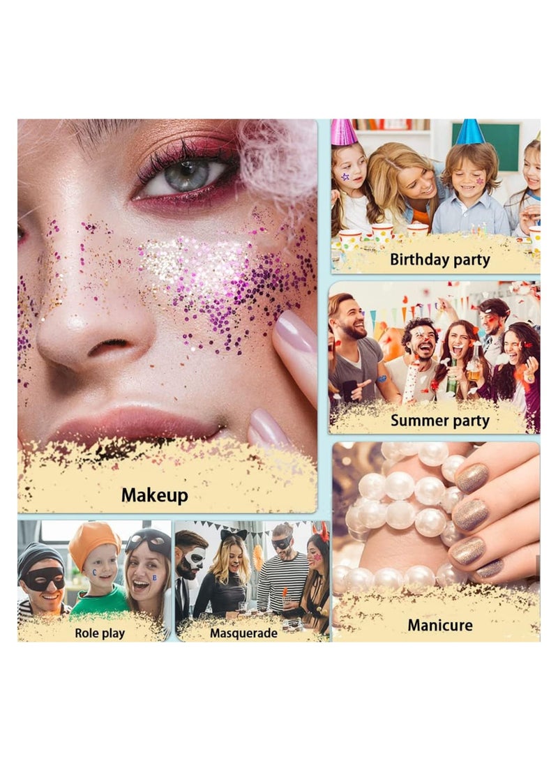 Glitter Temporary Tattoo Kit for Kids 50 Body Glitter Powder Waterproof Body Flash Tattoos Set Body Nail Art, Body Glitter Festival Party for Kids and Adults - Image 2