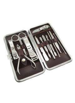 Arabest Manicure Set,Arabest Professional Stainless Steel Personal Manicure Kit,12 in 1 silver Nail Care Tools for Men and Women Gift with Case  - Image 1