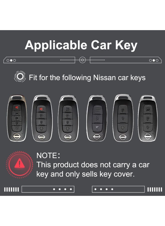 FETUSI Heavy Zinc Alloy Key Fob Cover with Keychain – Durable Metal Car Key Case Accessories Compatible with Nissan Pathfinder Rogue Sunny 2025 2024 (Model-B) - Image 3