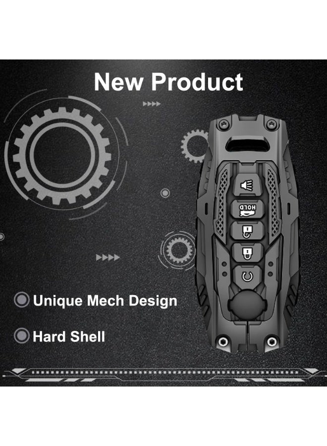 FETUSI Heavy Zinc Alloy Key Fob Cover with Keychain – Durable Metal Car Key Case Accessories Compatible with Nissan Pathfinder Rogue Sunny 2025 2024 (Model-B) - Image 2