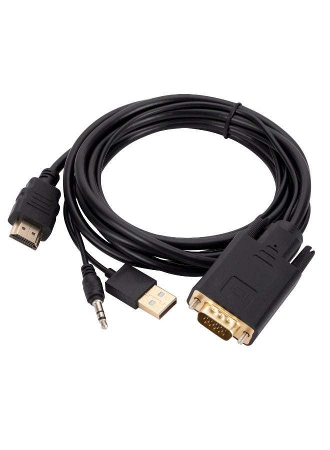 FUJISHKA 1080p VGA to HDMI Cable 1.8m for PC and TV - Black One-Way Converter - Image 2