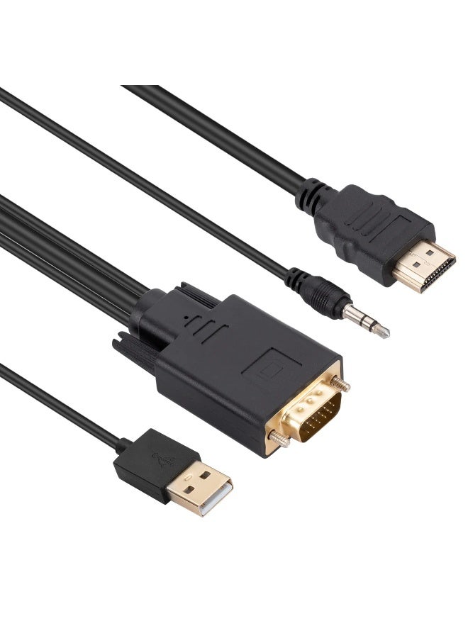 FUJISHKA 1080p VGA to HDMI Cable 1.8m for PC and TV - Black One-Way Converter - Image 3