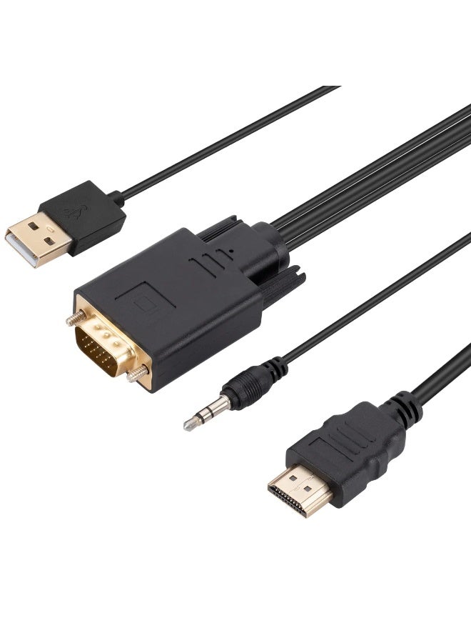 FUJISHKA 1080p VGA to HDMI Cable 1.8m for PC and TV - Black One-Way Converter - Image 5